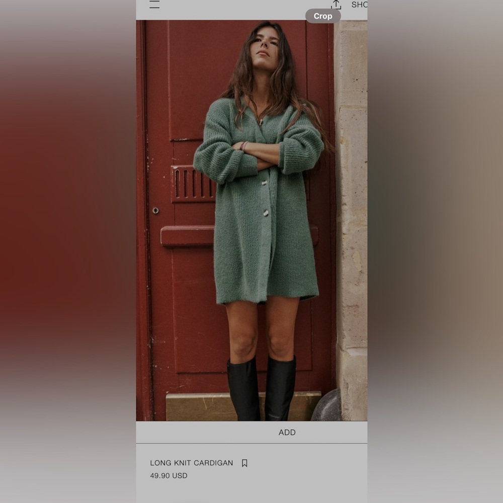 Zara Green Long Knit Cardigan